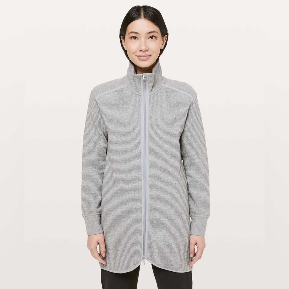 lululemon athletica Light Gray Longline Zip-Up Bomber